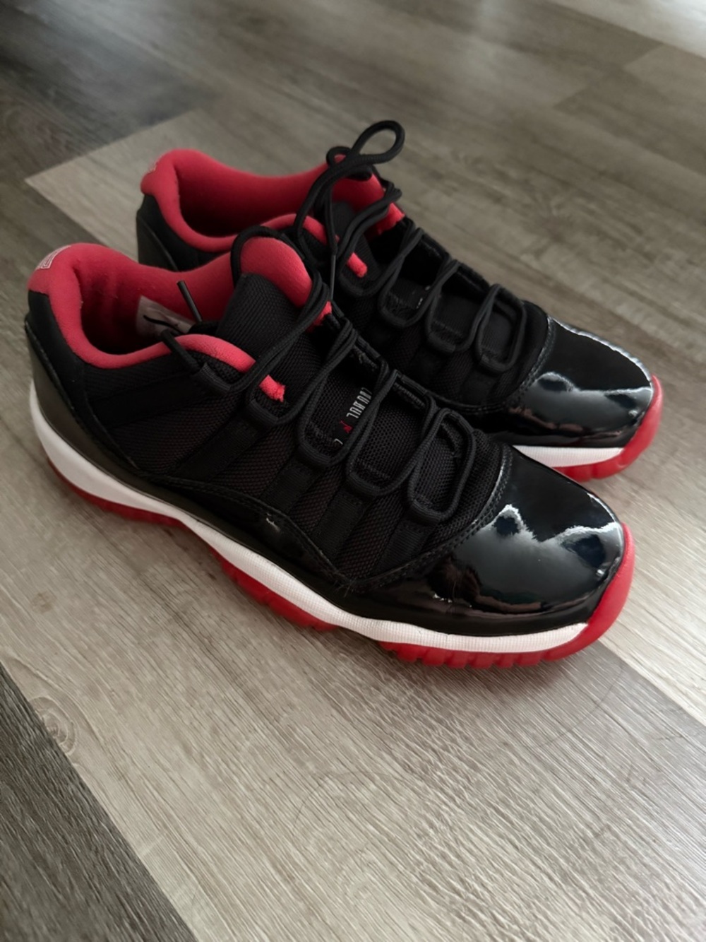 Nike Air Jordan 11 Retro 7 YOUNG Black and Red Low-Top Athletic Sneakers